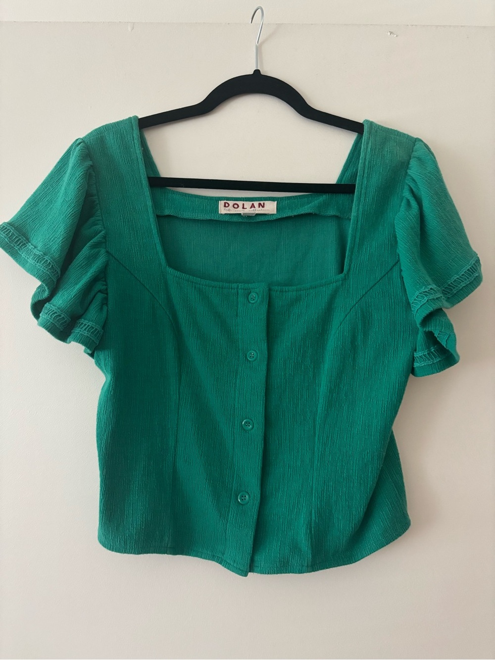 Anthropologie dolan Teal Square Neck Button-Front Top